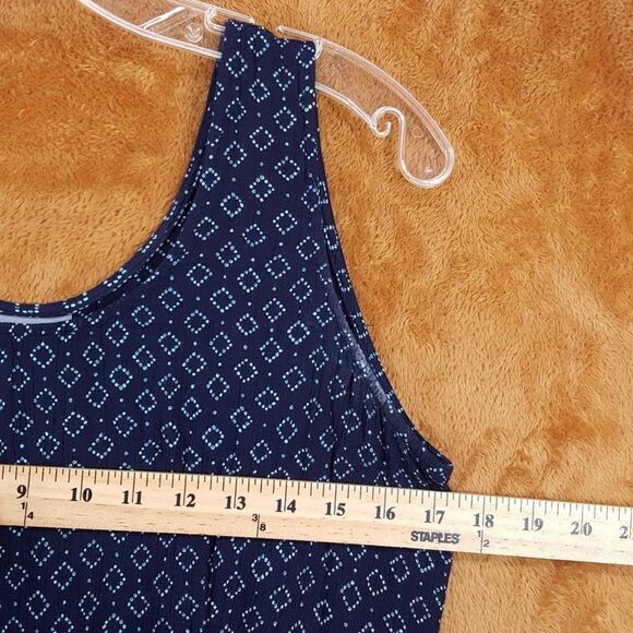 RABBIT RABBIT RABBIT Maxi Dress Womens Medium Blue Diamond Tank Sleeveless - Picture 4 of 7